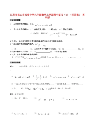 九年级数学上学期期中复习(4) 苏科版试卷