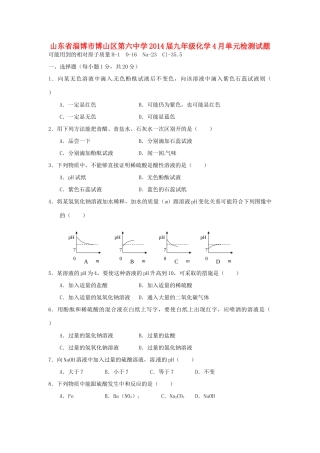 九年级化学4月单元检测试卷试卷
