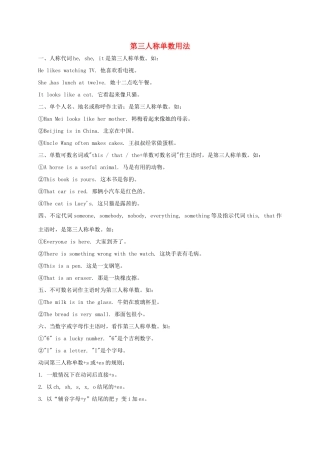 中考英语 第三人称单数复习试卷