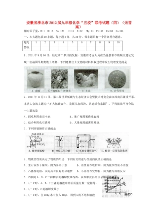 九年级化学 五校 联考试卷(四)试卷