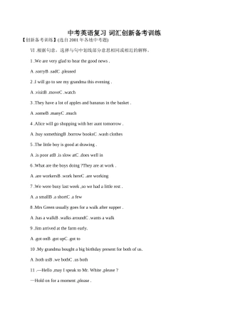 中考英语复习 词汇创新备考训练试卷