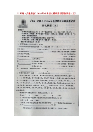 中考语文精准原创预测试卷(五)新人教版试卷