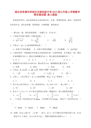 九年级数学上学期期末测试卷 新人教版试卷