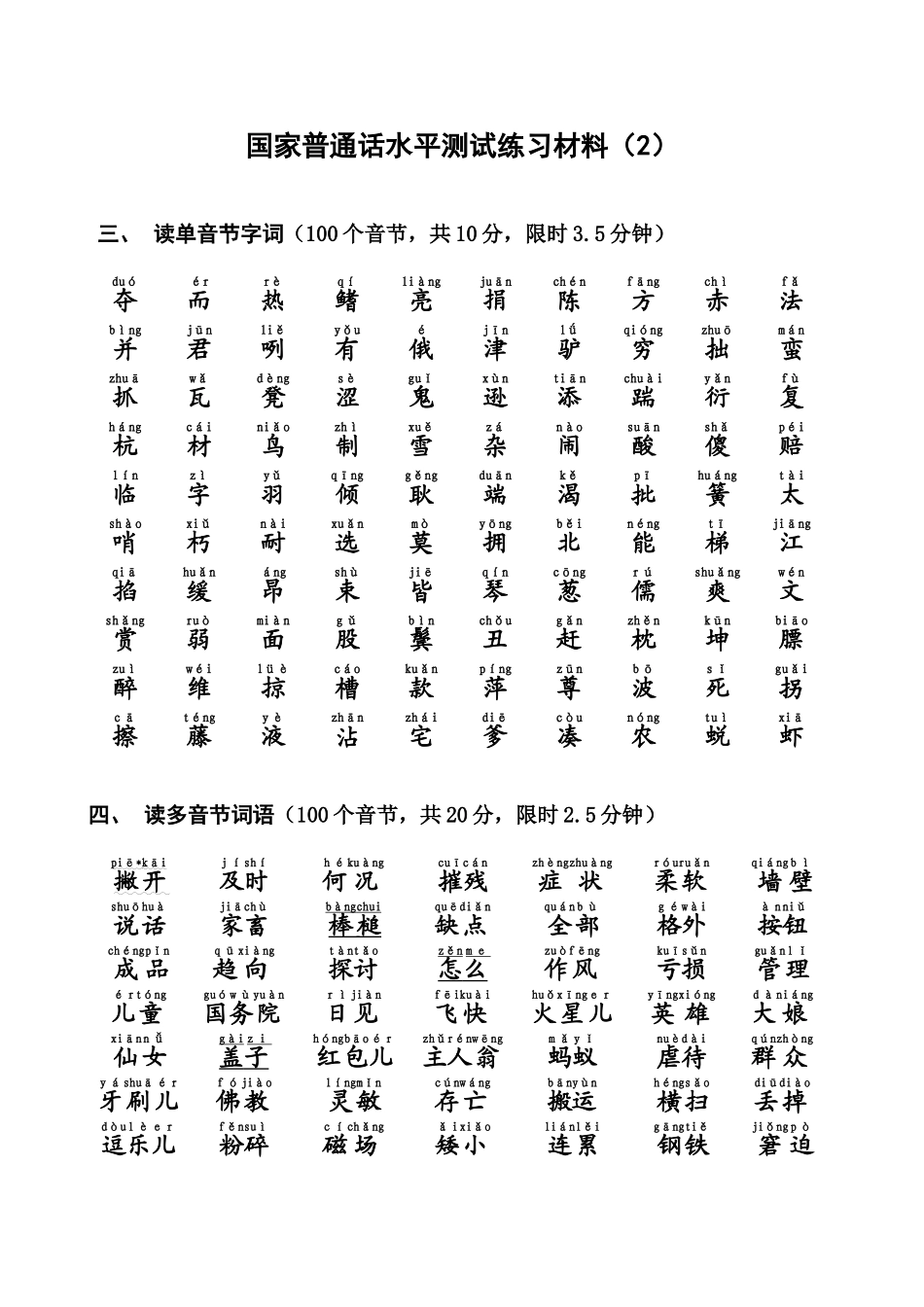 常州普通话考试材料整理大全(附所有标注读音加范文注释)_第2页