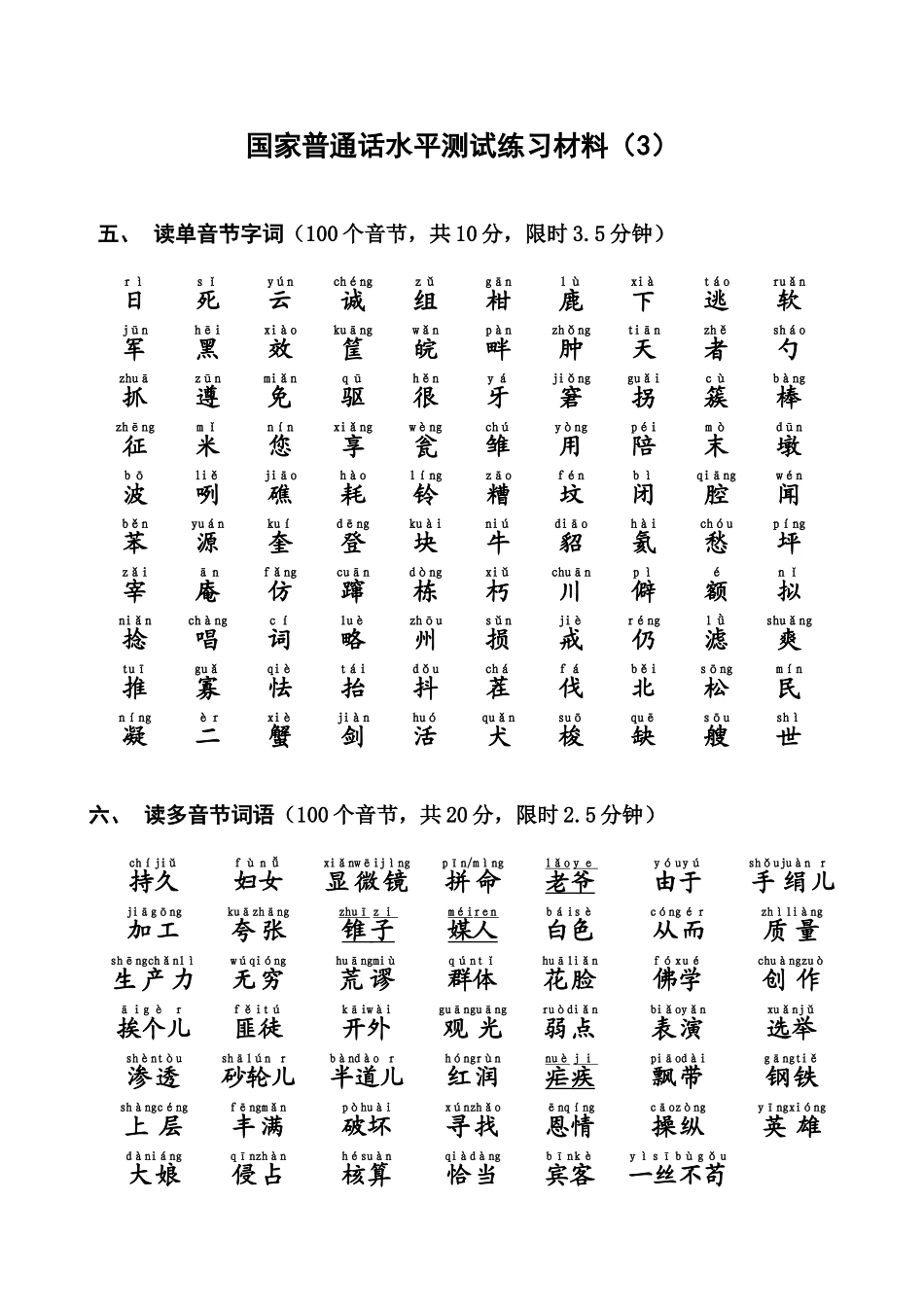 常州普通话考试材料整理大全(附所有标注读音加范文注释)_第3页