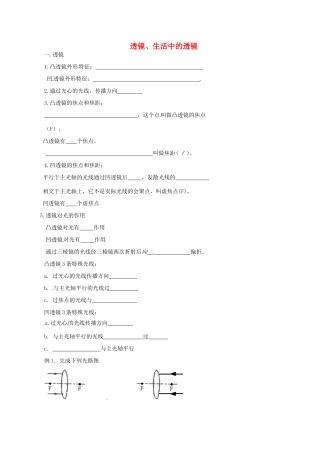 中考物理冲刺复习 透镜及其应用 专题1 透镜、生活中的透镜训练试卷