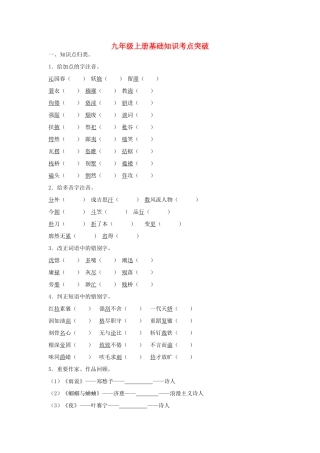 九年级上册 基础知识考点突破试卷