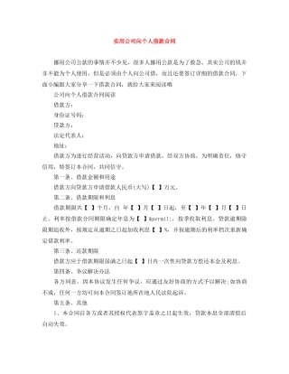 实用公司向个人借款合同 