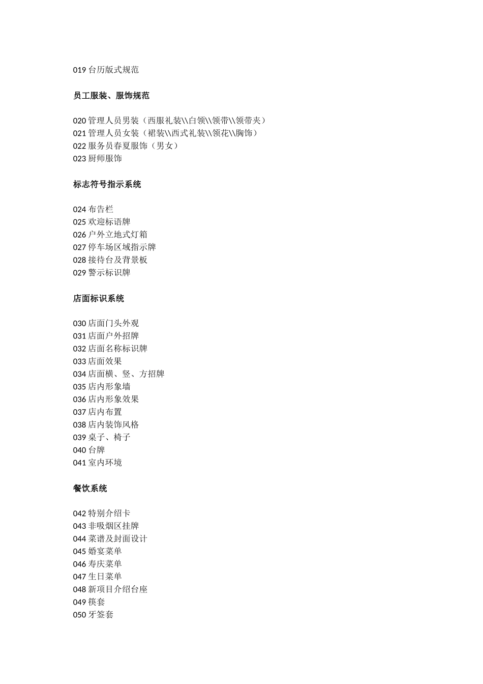 餐饮VI设计标准项目清单_第2页