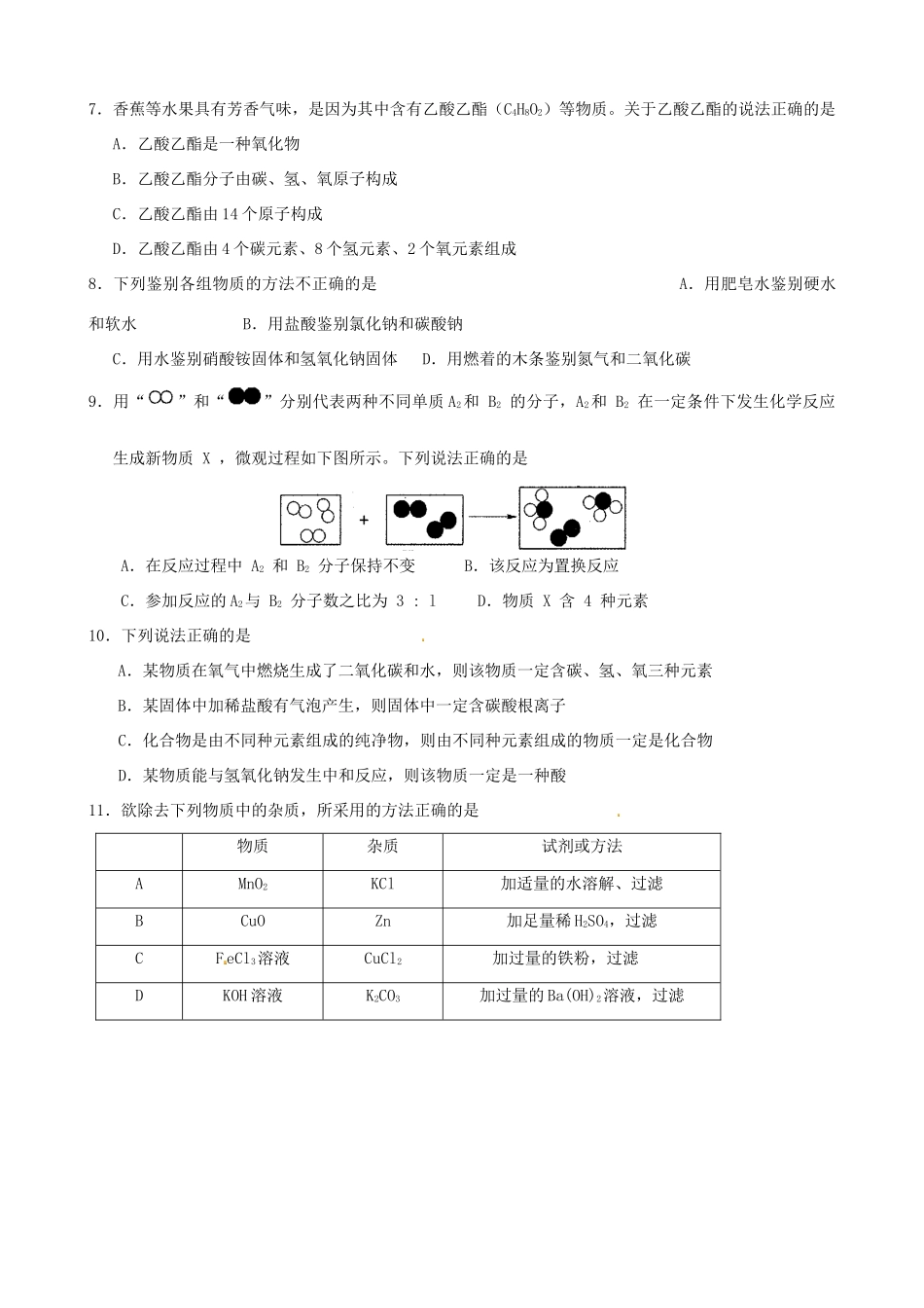 九年级化学下学期3月摸底月考试卷 粤教版试卷_第2页