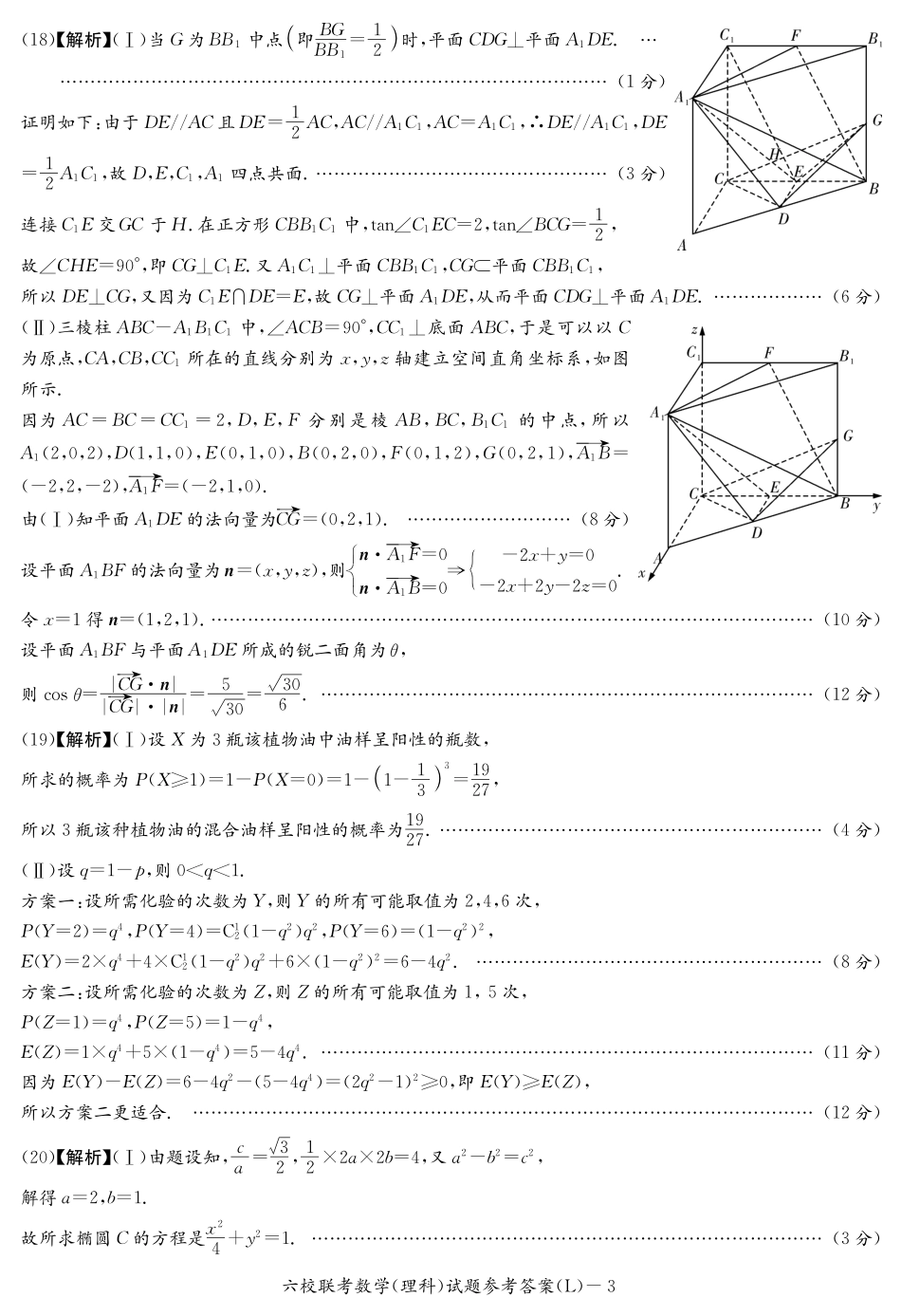六校联考理数(演练学)—本校答案 湖南省六校届高三数学下学期六校联考试题 理(PDF) 湖南省六校届高三数学下学期六校联考试题 理(PDF)_第3页