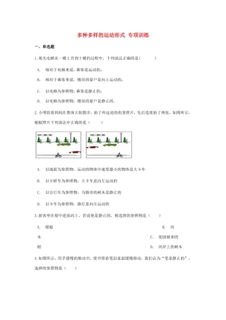 中考物理总复习 多种多样的运动形式专项训练试卷