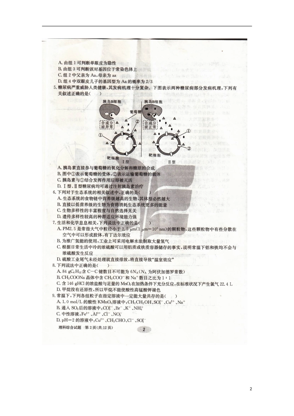 安徽省合肥一中2013届高考理综冲刺最后一模试题(扫描版)_第2页