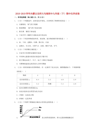 内蒙古北师大乌海附中九年级化学下学期期中试卷(含解析) 试题