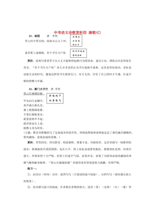 中考语文诗歌赏析四 唐朝C试卷