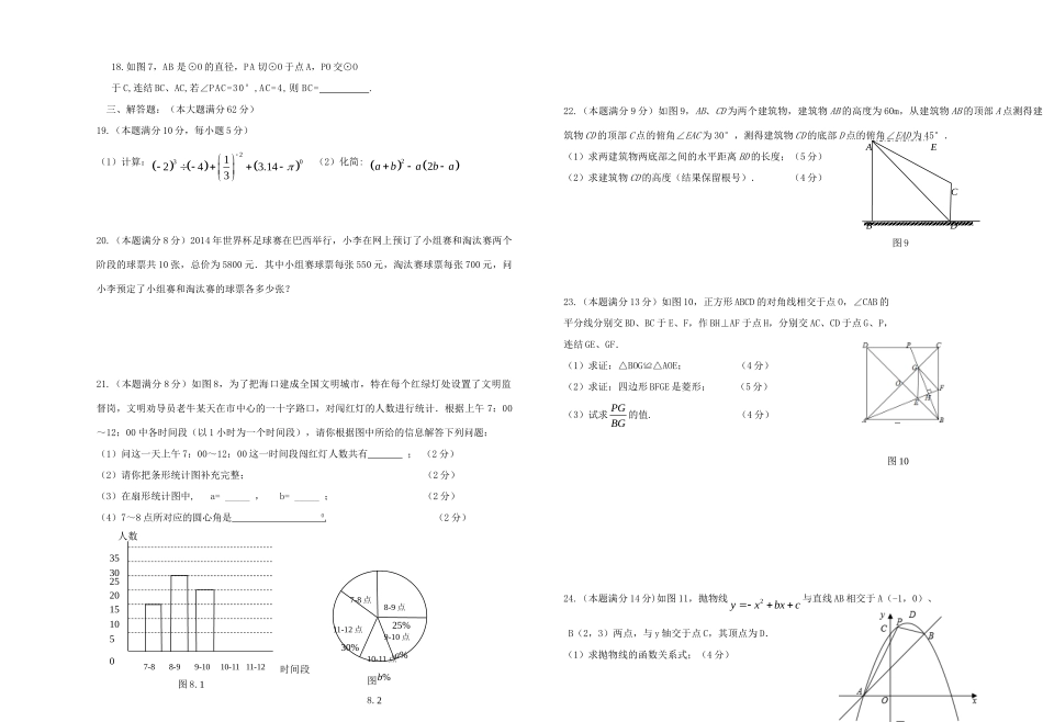 九年级数学下学期第一次月考科试卷 新人教版试卷_第2页