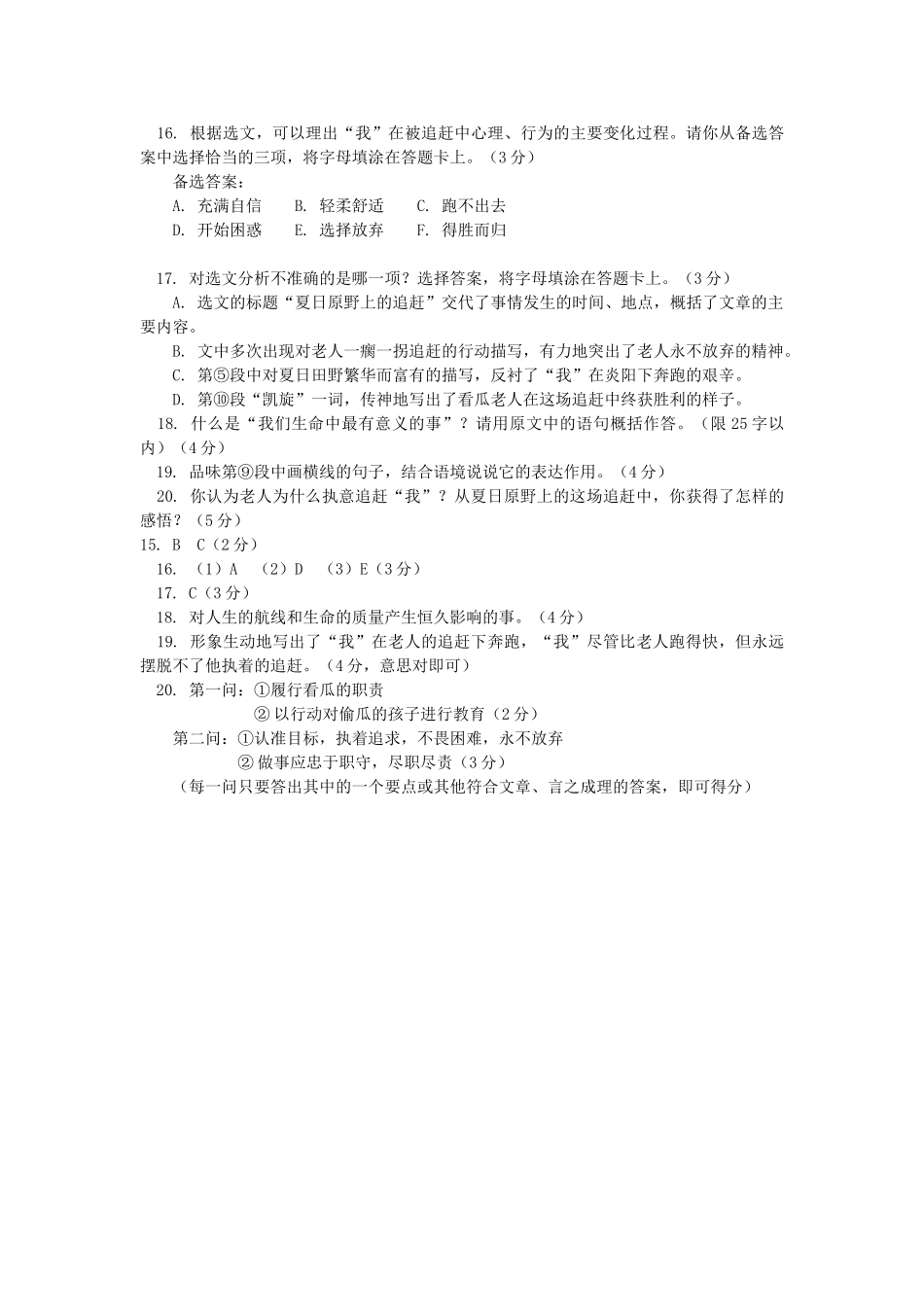 中考语文阅读题复习 夏日原野上的追赶试卷_第2页