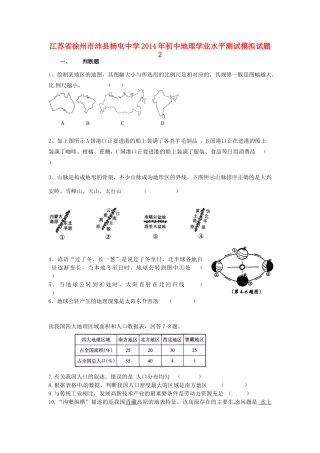 初中地理学业水平测试模拟试题2(无答案) 试题
