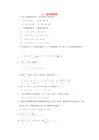 九年级数学上册 第四章 图形的相似 41 成比例线段 第2课时 等比性质课时训练 (新版)北师大版试卷