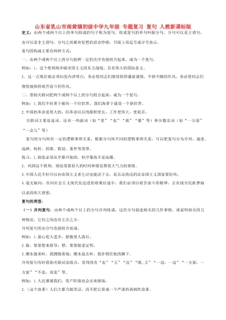九年级 专题复习 复句 人教新课标版试卷