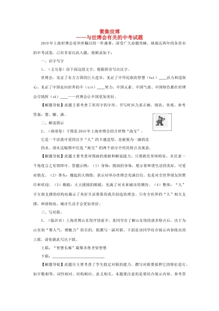 中考语文题选  聚集世博试卷