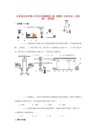 九年级物理上册(滑轮)分时作业 苏科版试卷