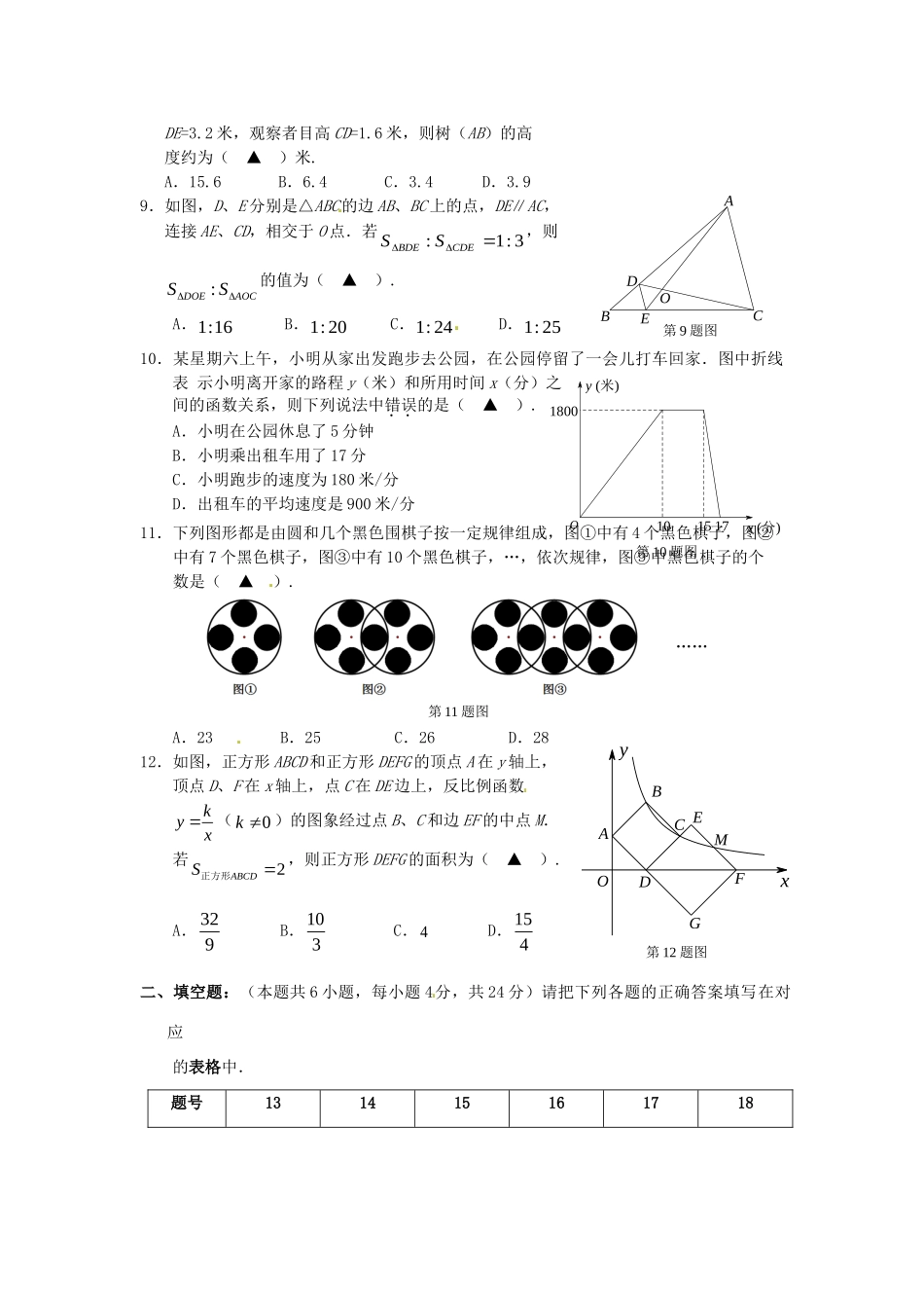 九年级数学上学期第一次定时作业(10月)试卷 新人教版试卷_第2页