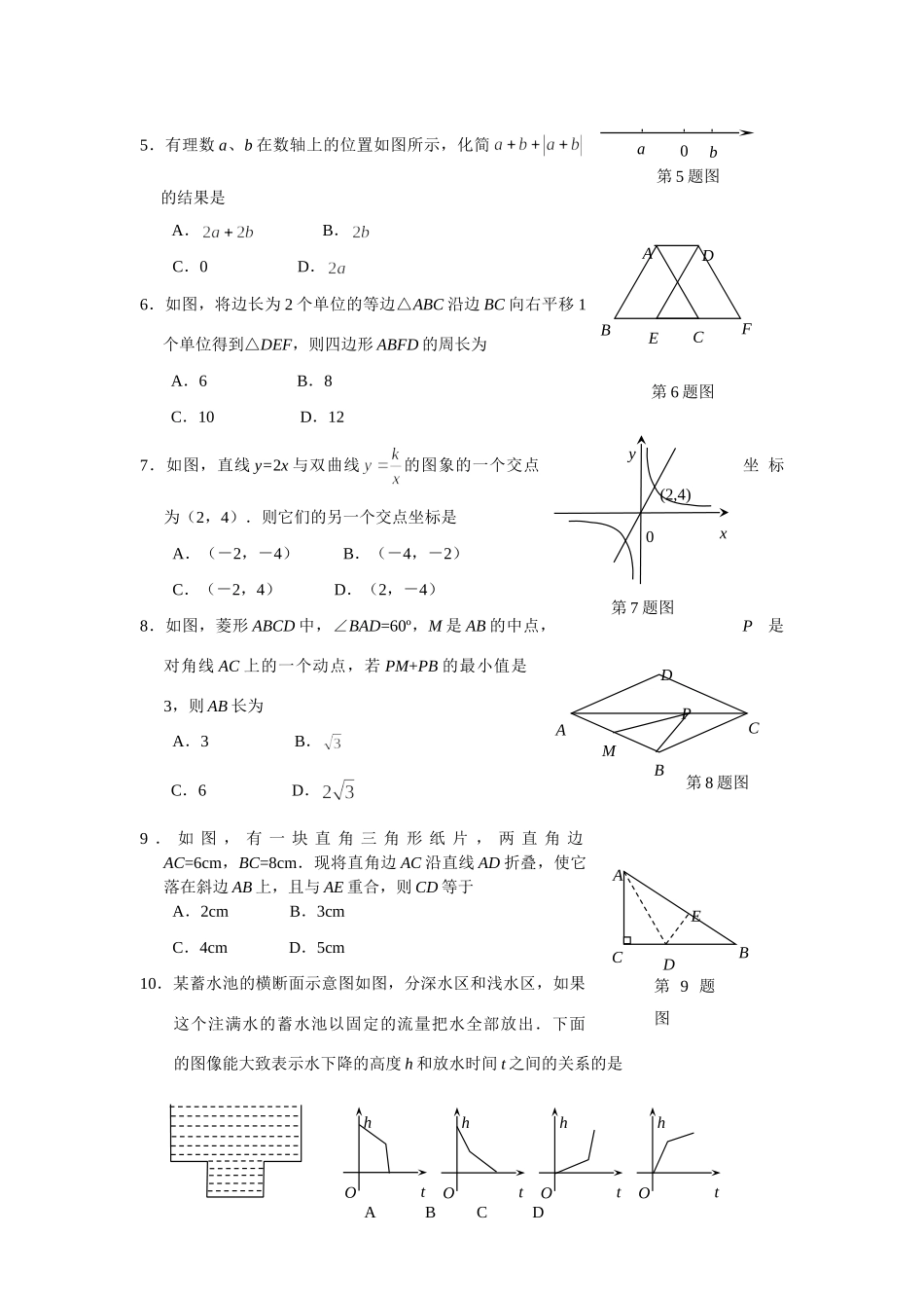九年级数学一模 试卷_第2页