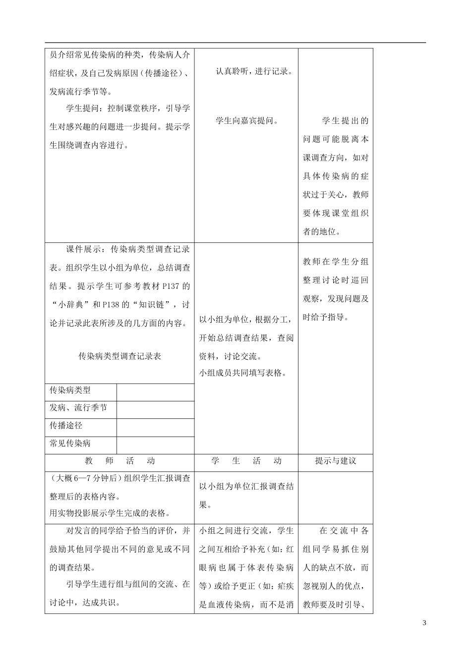 七年级生物下册-7.2《传染病的预防》第一课时教学设计-冀教版_第3页