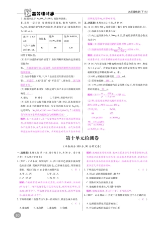 九年级化学下册 第十单元 酸和碱测试卷(pdf)(新版)新人教版试卷