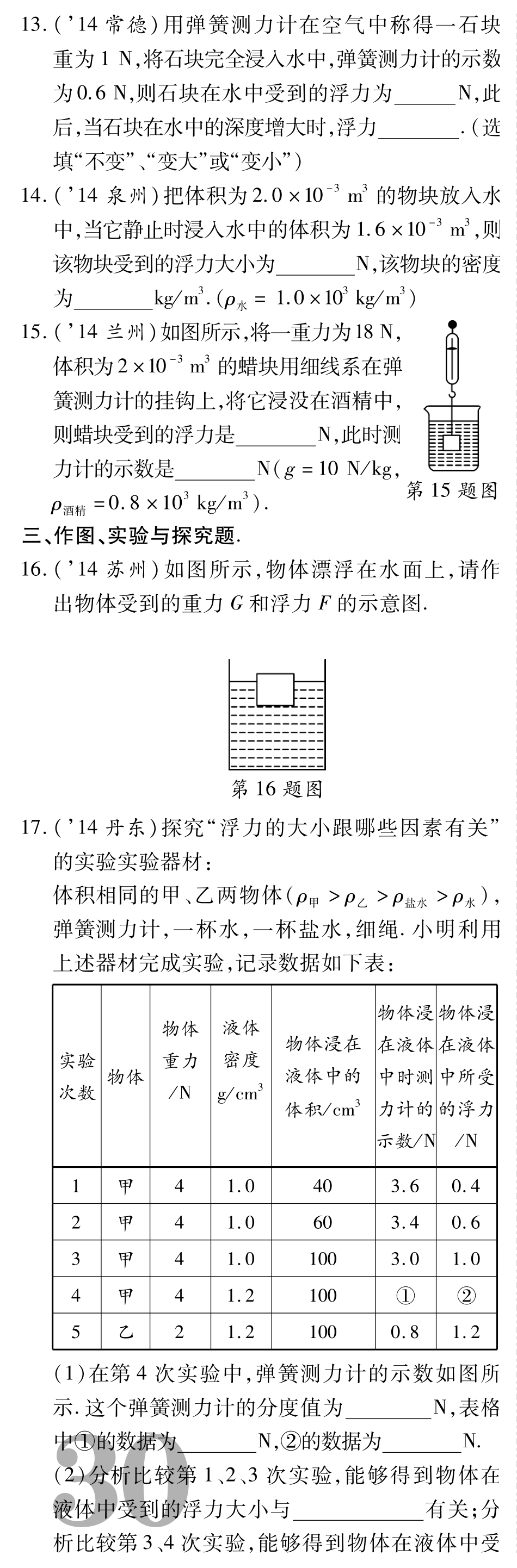中考物理总复习 第九章 浮力备考高效集训(pdf)(新版)新人教版试卷_第3页