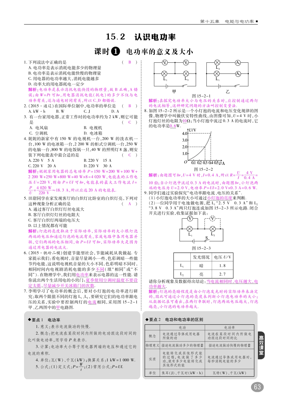 九年级物理上册 第十五章 电能与电功率综合讲练(pdf) 粤教沪版试卷_第3页