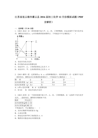 九年级化学12月模拟试卷(pdf，含解析) 新人教版试卷