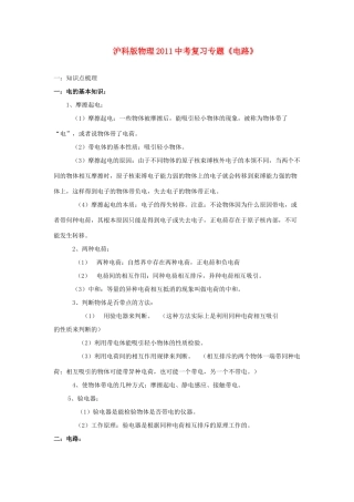 中考物理复习专题 (电路)沪科版试卷