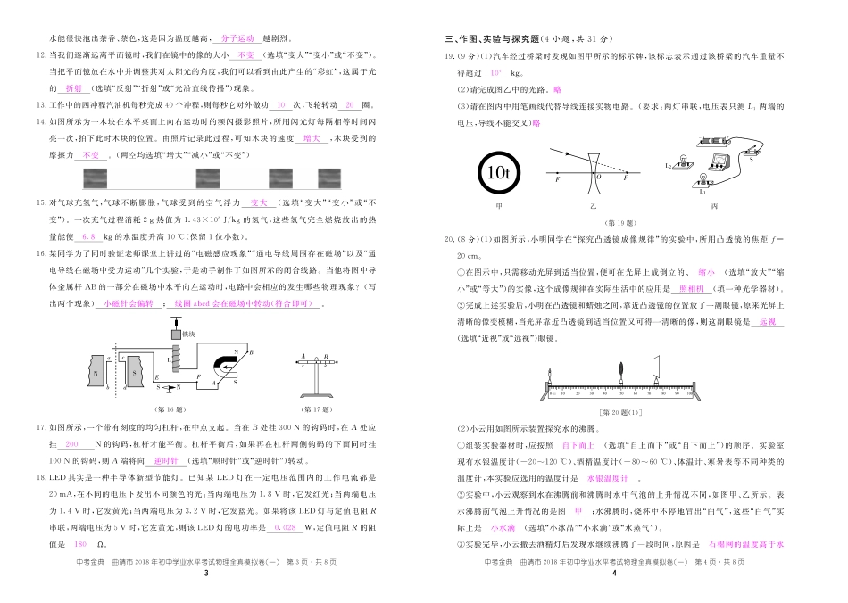 中考物理全真模拟试卷(一)(pdf)试卷_第2页