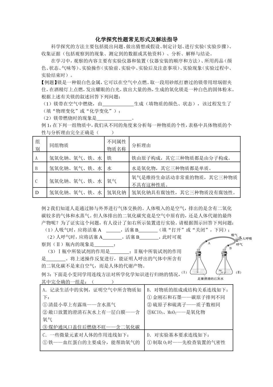 化学探究性题常见形式及解法指导_第1页