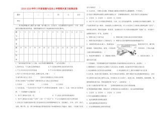 八年级道德与法治上学期期末复习检测试卷2 试题