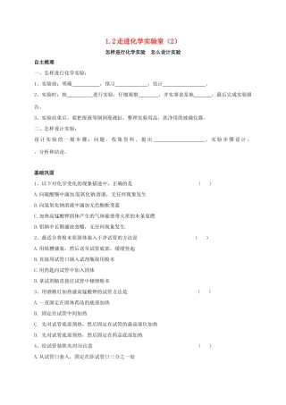 九年级化学上册 12 走进化学实验室(2)校本作业(新版)沪教版试卷