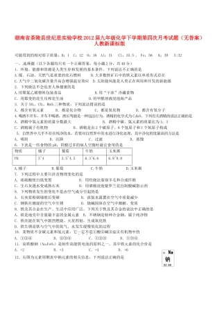 九年级化学下学期第四次月考试卷 人教新课标版试卷