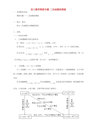 初三数学寒假专题 二次函数的图象 华东师大版 试题