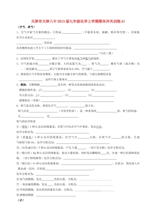 九年级化学上学期期末冲关训练A1试卷
