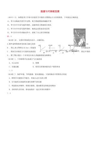 中考物理备考专训 能源与可持续发展选择题(湖北黄冈)试卷