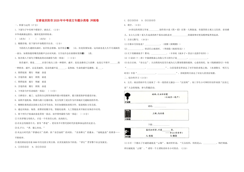 中考语文冲刺卷试卷_第1页