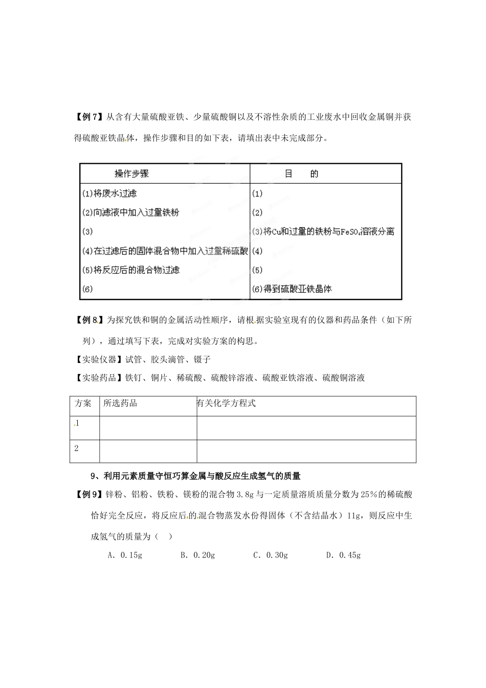 九年级化学下册(金属活动顺序的应用大盘点)例题 新人教版试卷_第2页