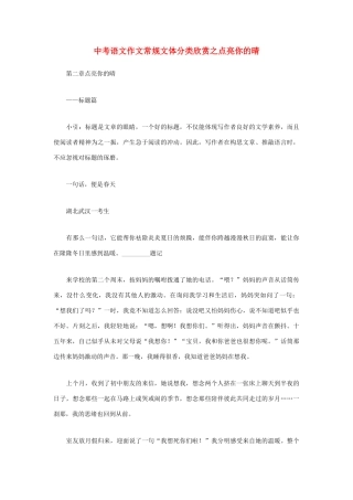 中考语文 作文常规文体分类欣赏 点亮你的晴试卷