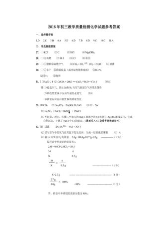 九年级化学下学期第一次模拟试卷答案(pdf) 0511224