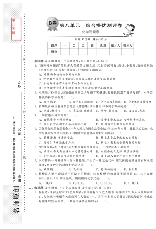 九年级化学全册 第八单元综合提优测评卷(B卷)(pdf)(新版)鲁教版试卷