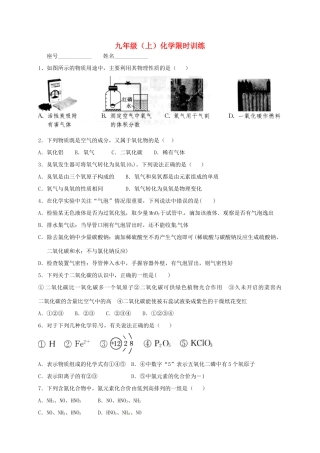 九年级化学上学期限时训练1 沪教版试卷