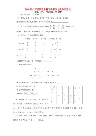 九年级数学总复习探索性专题单元测试 北师大版试卷