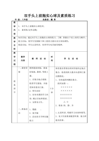 双手上前抛实心球及素质训练